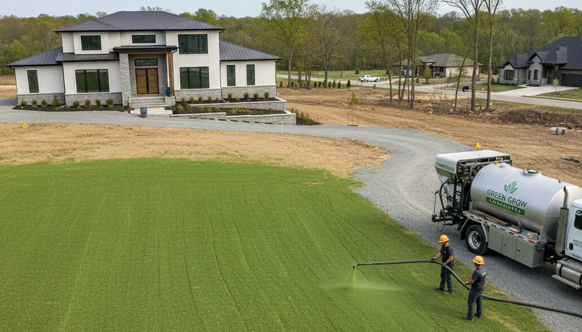Hydroseeding lawn service by Chop Chop Landscaping in Charlotte, NC for lush, even grass growth