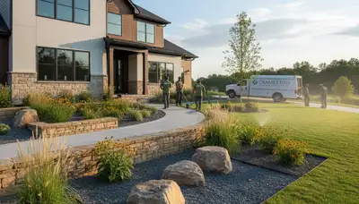 Charlotte, NC landscaping crew providing professional lawn care and landscape maintenance
