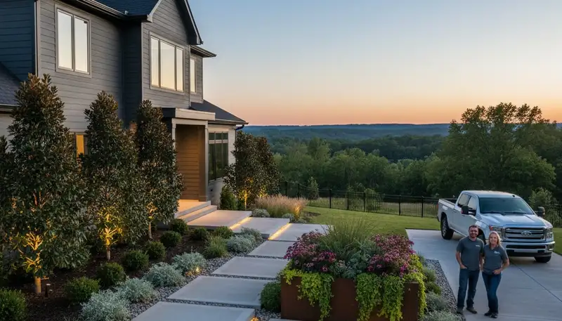 Landscaping crew in Charlotte, NC providing lawn care and outdoor maintenance services