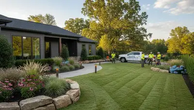 Charlotte, NC landscaping crew providing professional lawn care and landscape maintenance