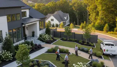 Landscaping team providing outdoor property maintenance in Charlotte, NC