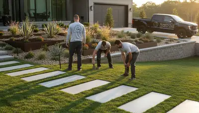 Charlotte, NC landscaping crew providing professional lawn care and landscape maintenance services