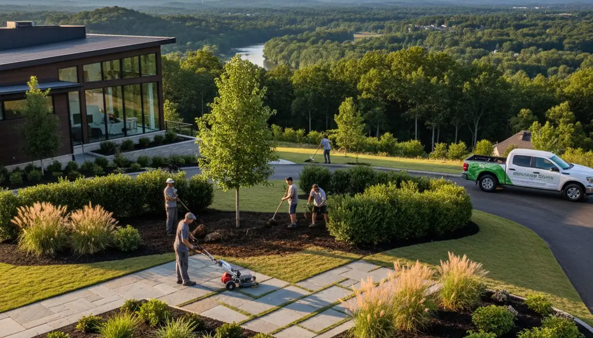 Charlotte NC landscaping team providing professional yard maintenance and landscape design services