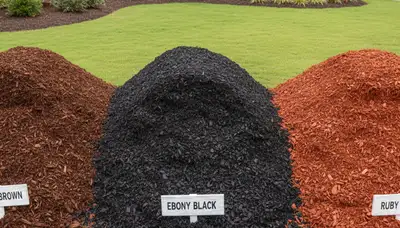 Mulch color variety display for Charlotte NC landscaping projects by Chop Chop Landscaping