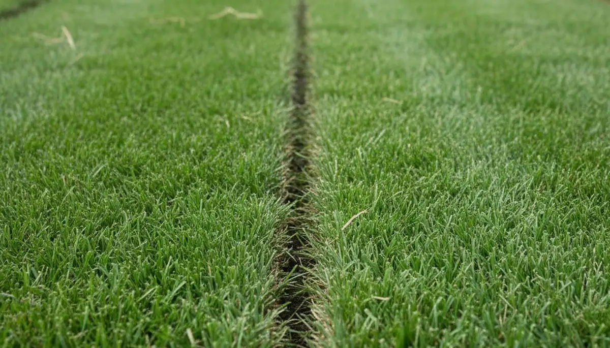 Close-up of seamless sod seams showing expert lawn installation by landscapers in Charlotte, NC